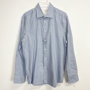 NEW Jack Victor Shirt Mens Large Blue Gingham Long Sleeve Cotton Button Up NWOT